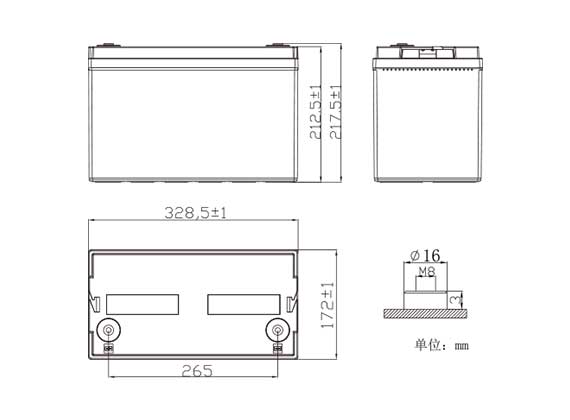 SafeGuard12BH400Battery Appearance Dimensions